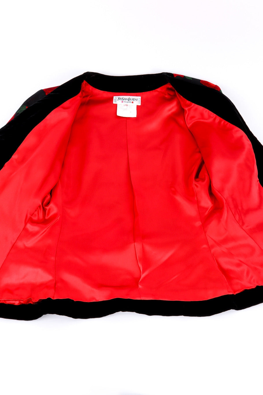 Vintage Yves Saint Laurent Rose Velvet Trim Jacket view of lining @recessla