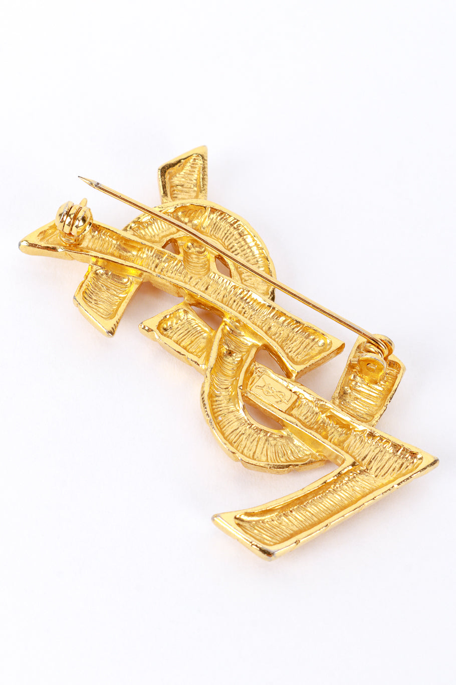 YSL Quilted Logo Brooch flat lay clasp @RECESS LA