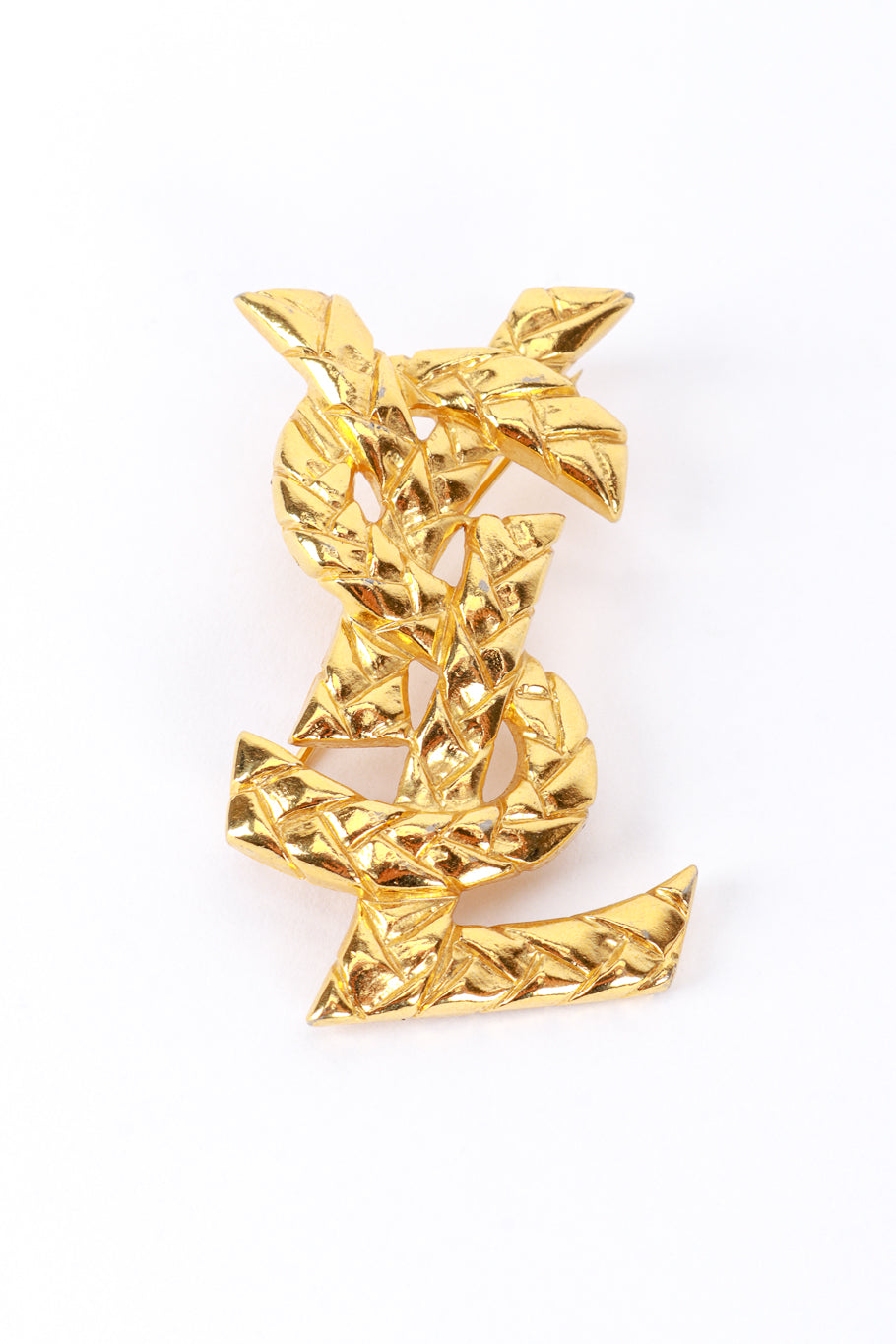 YSL Quilted Logo Brooch flat lay @RECESS LA