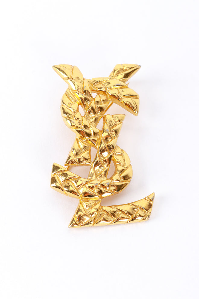 YSL Quilted Logo Brooch flat lay @RECESS LA