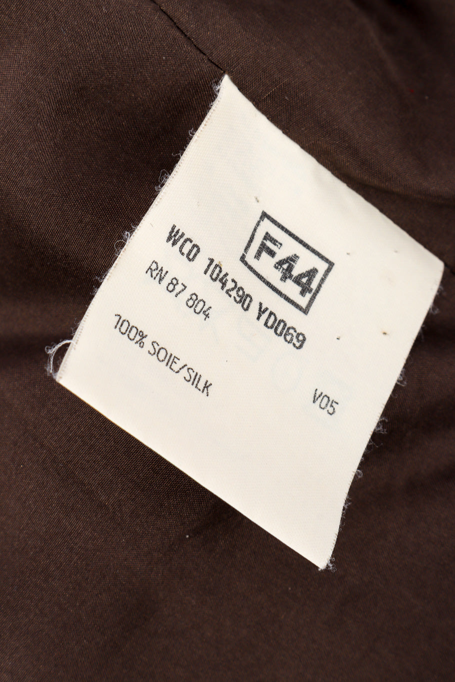 Silk velvet jacket by Yves Saint Laurent fabric tag front  @recessla