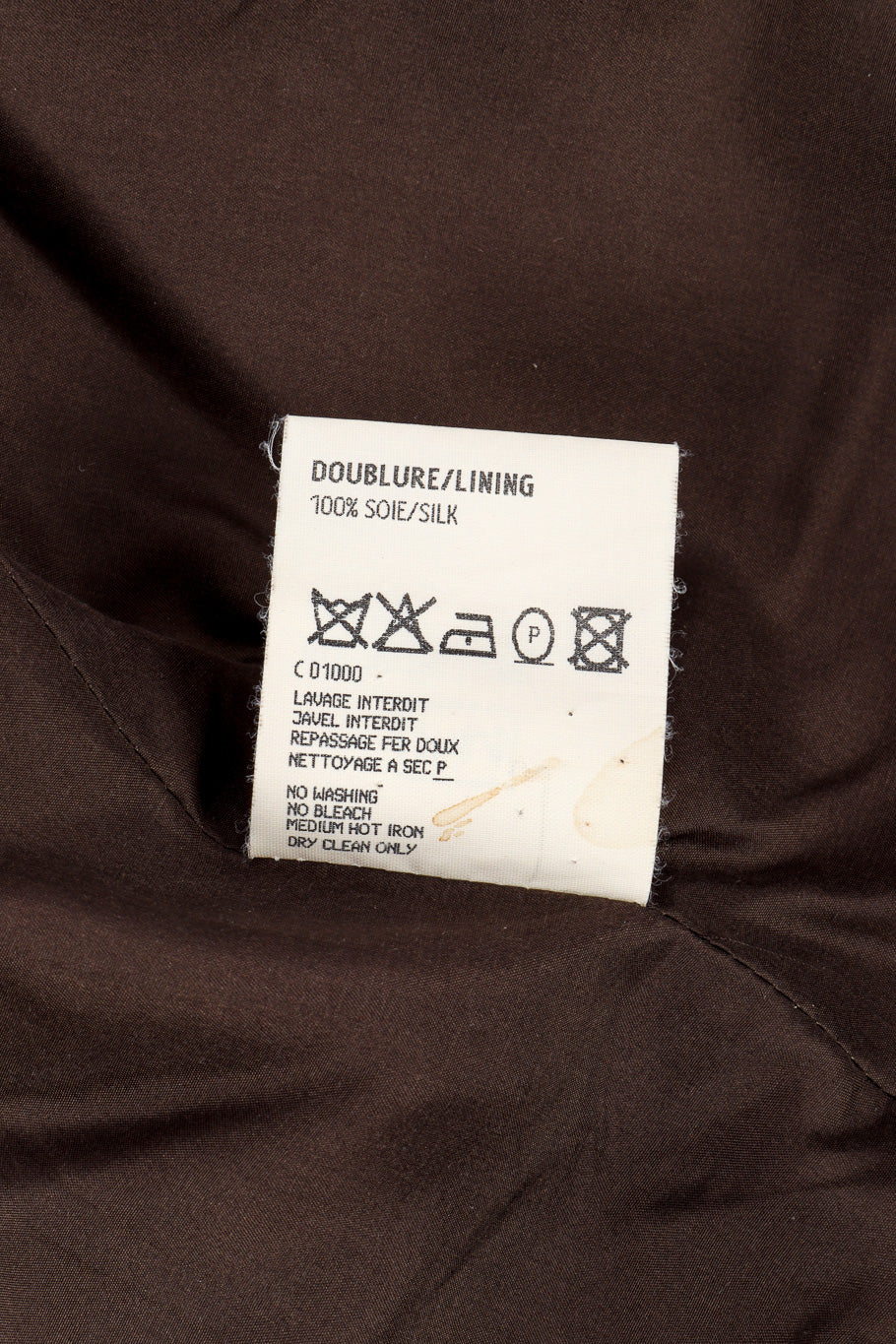 Silk velvet jacket by Yves Saint Laurent fabric tag back @recessla