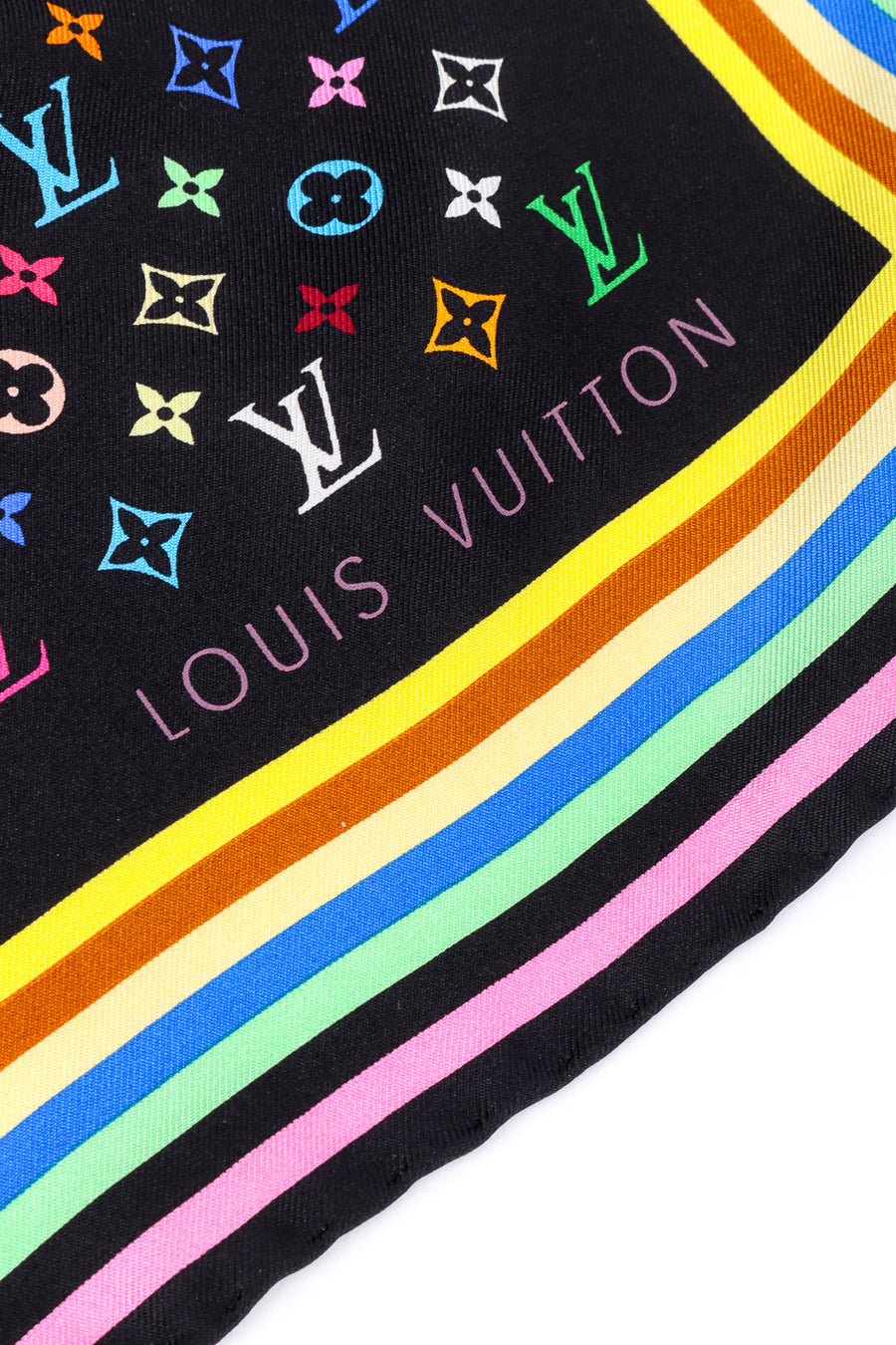 Hair Scarf/Bag Scarf Luxury ? silk Multicolor rainbow ? ends! Monogram NWT! Rainbow Silk Scarves & Wraps for Women for sale | eBay main image 4