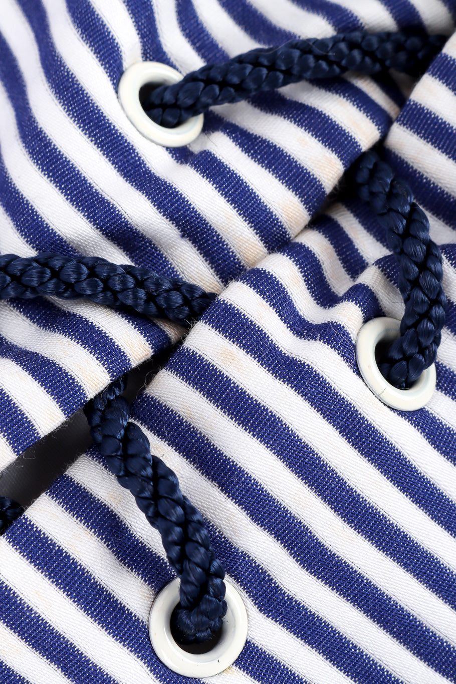 Vintage Yves Saint Laurent Sailor Stripe Corset Dress small stain between front ties closeup @Recessla