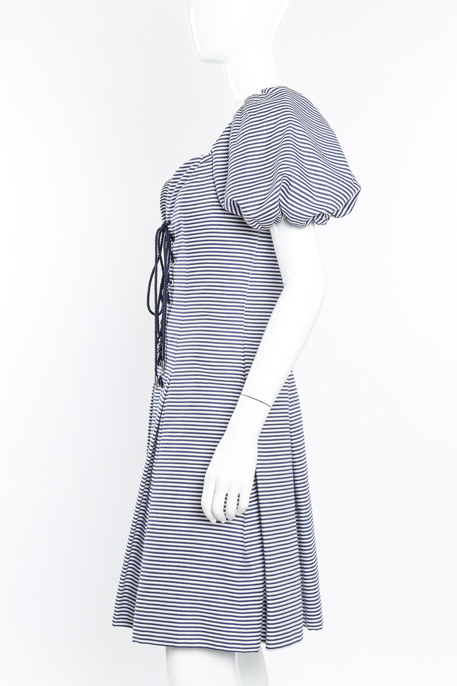 Vintage Yves Saint Laurent Sailor Stripe Corset Dress on mannequin side view @recessla