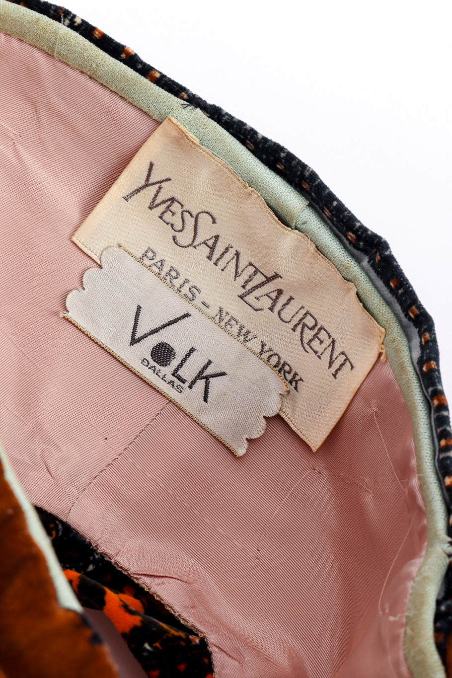 Velvet Paisley Turban Hat by Yves Saint Laurent labels @recessla
