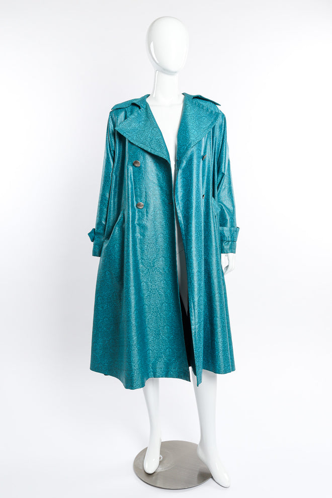 Vintage Yves Saint Laurent Damask Trench Coat open front on mannequin @recessla