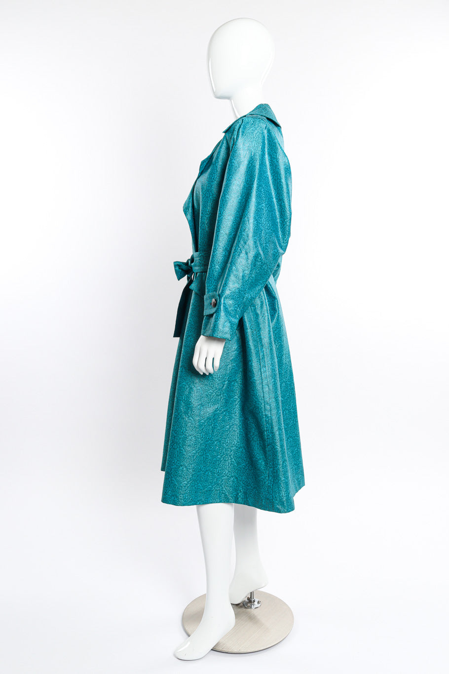 Vintage Yves Saint Laurent Damask Trench Coat side on mannequin @recessla