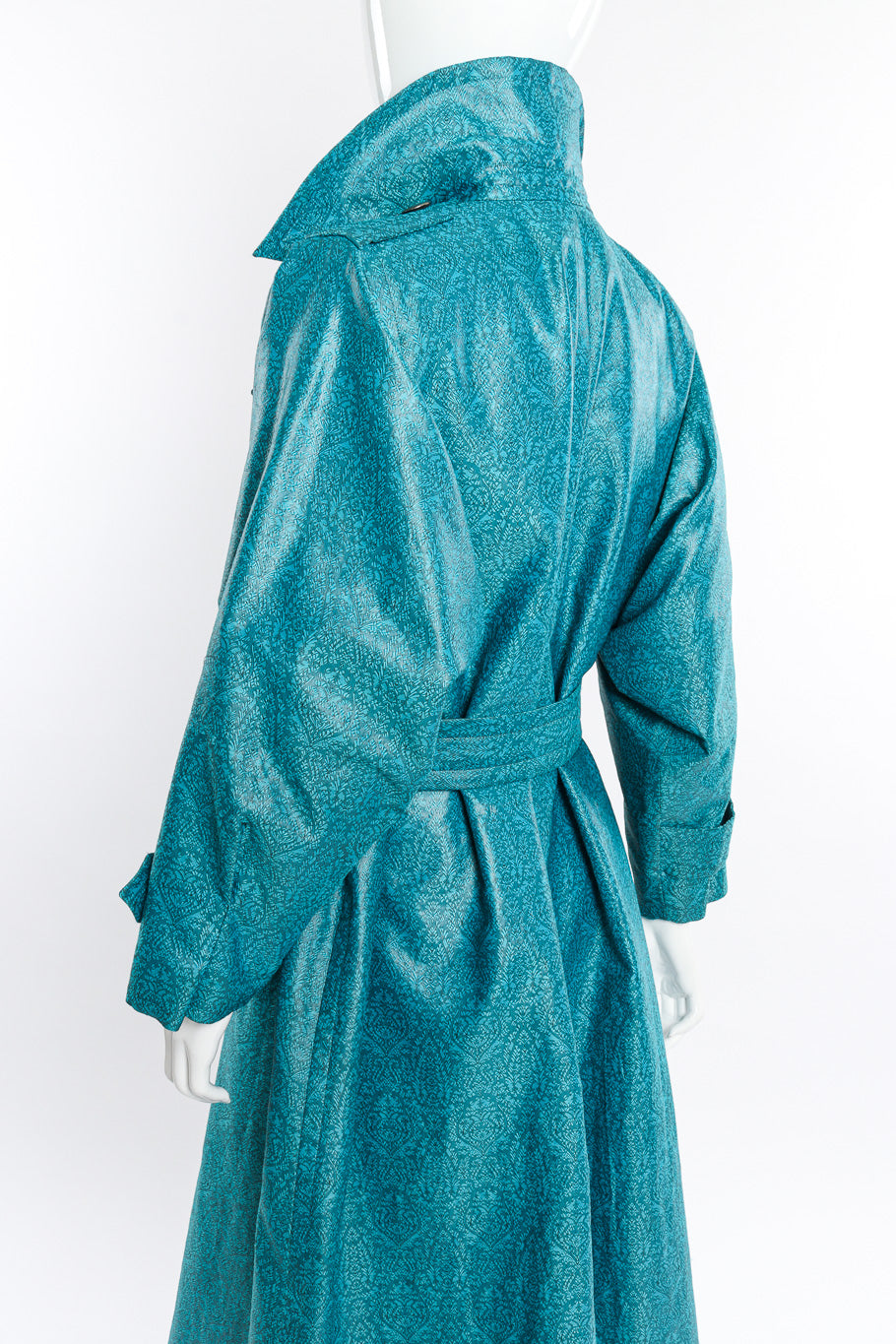 Vintage Yves Saint Laurent Damask Trench Coat back on mannequin closeup @recessla