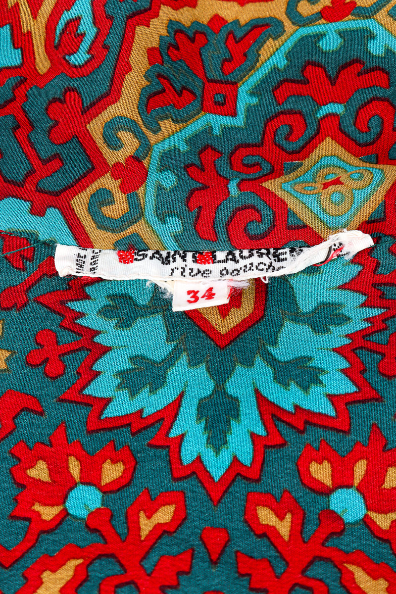 Vintage Yves Saint Laurent Medallion Silk Blouse label closeup @Recessla
