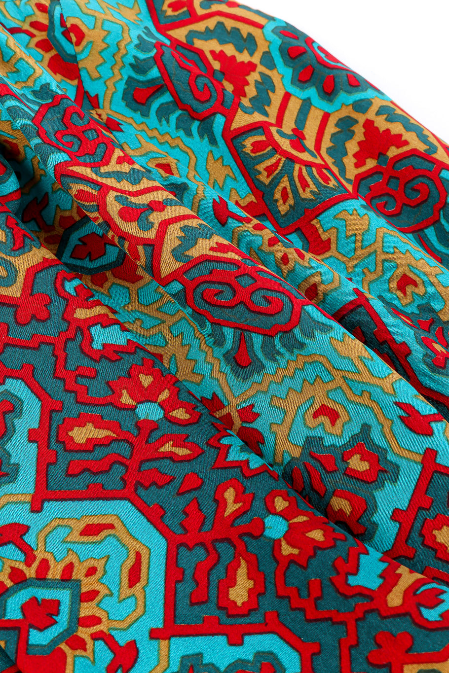 Vintage Yves Saint Laurent Medallion Silk Blouse pattern closeup @Recessla