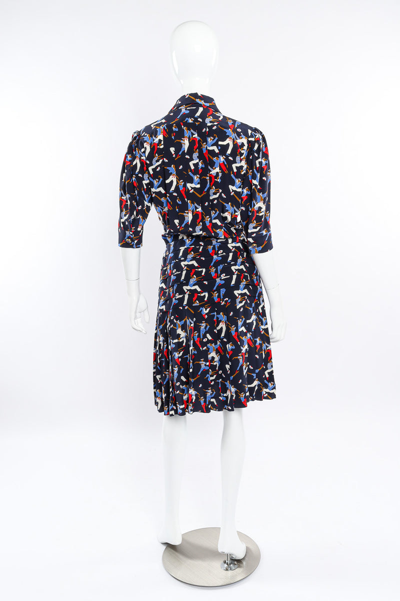 Vintage Yves Saint Laurent Sailor Print Silk Dress back view on mannequin @Recessla