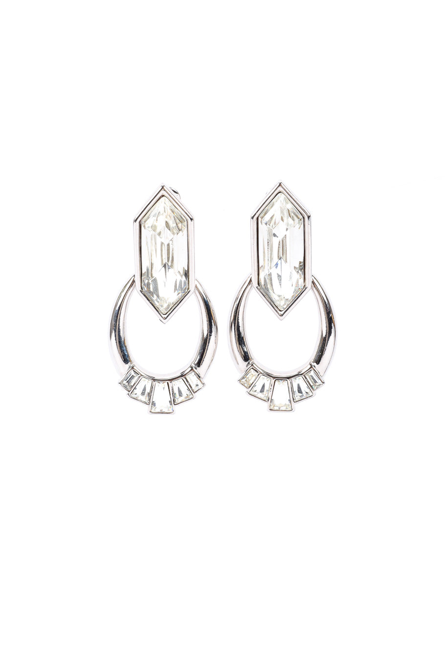 Vintage Yves Saint Laurent Crystal Rhinestone Drop Earrings front view @Recessla