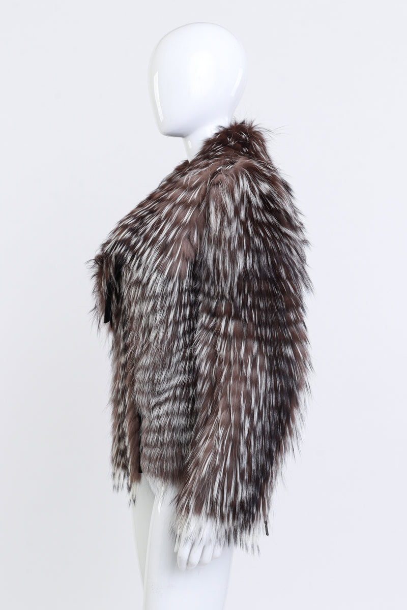 Yves Saint Laurent Asymmetric Zip Fox Fur Jacket side on mannequin @recess la