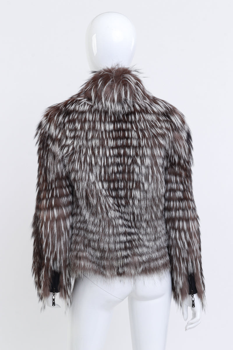 Yves Saint Laurent Asymmetric Zip Fox Fur Jacket back on mannequin @recess la