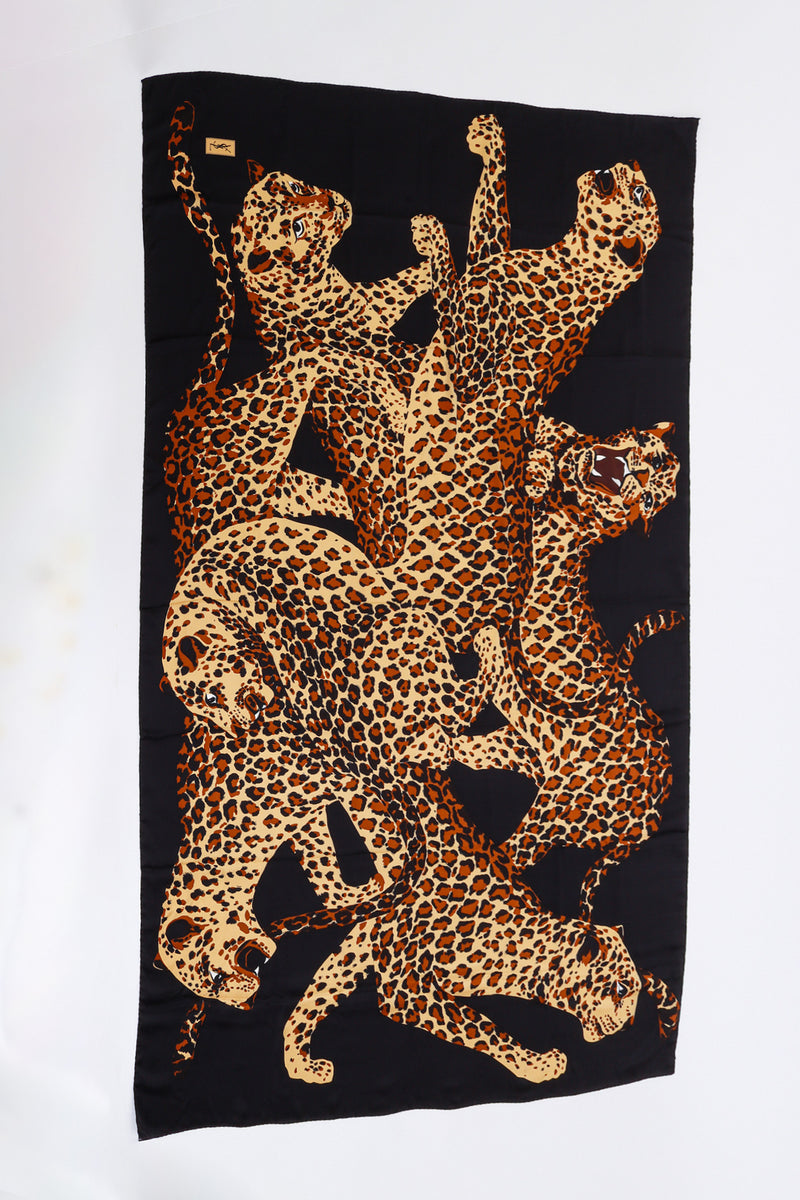 Vintage Yves Saint Laurent Oversized Prowl Of Leopards Shawl flay lay @recess la