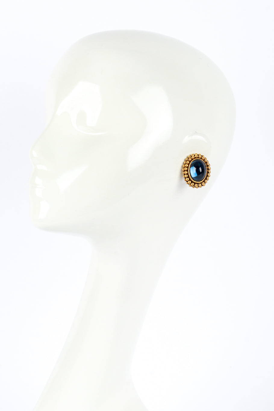 Vintage YSL Oval Cabochon Button Earrings on mannequin @recess la