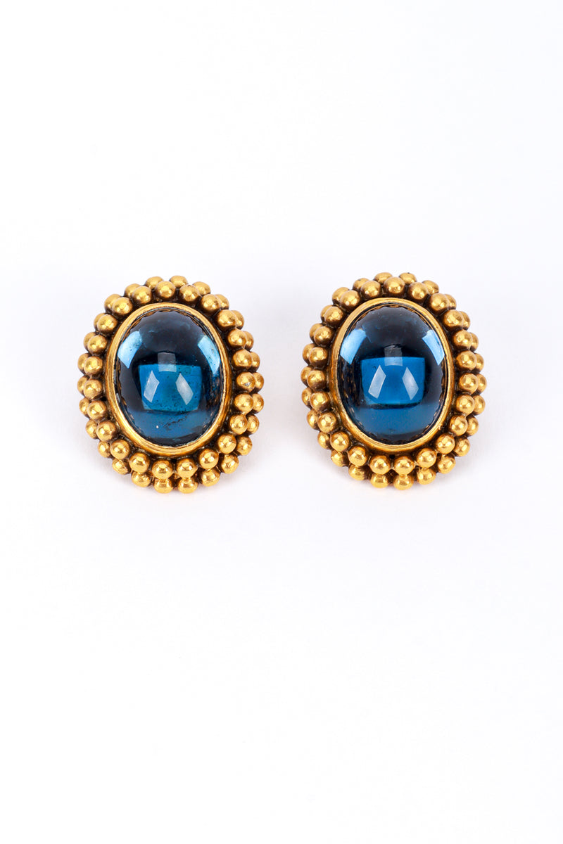 Vintage YSL Oval Cabochon Button Earrings front @recess la