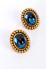 Vintage YSL Oval Cabochon Button Earrings front closeup @recess la