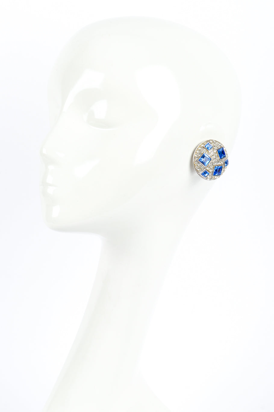 Vintage YSL Crystal Gem Button Earrings on mannequin @recess la