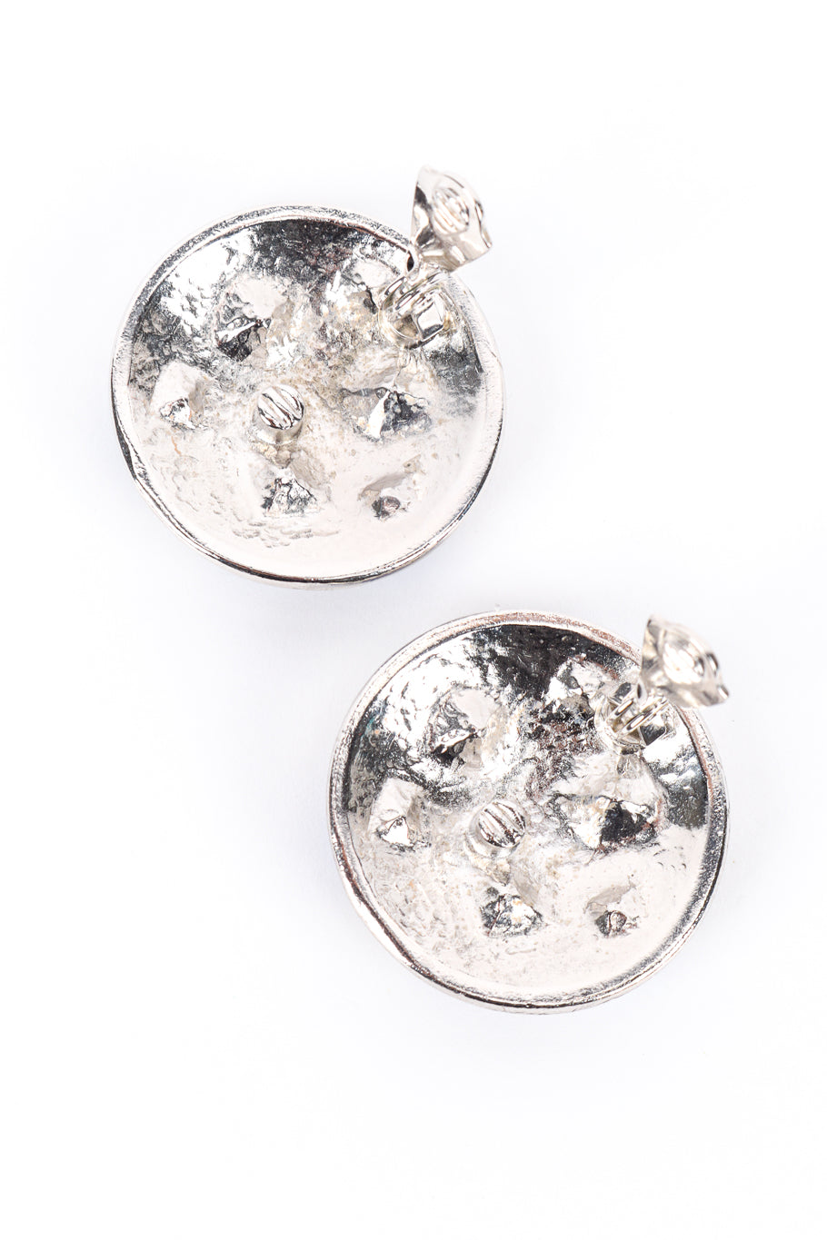 Vintage YSL Crystal Gem Button Earrings top view of clips @recess la