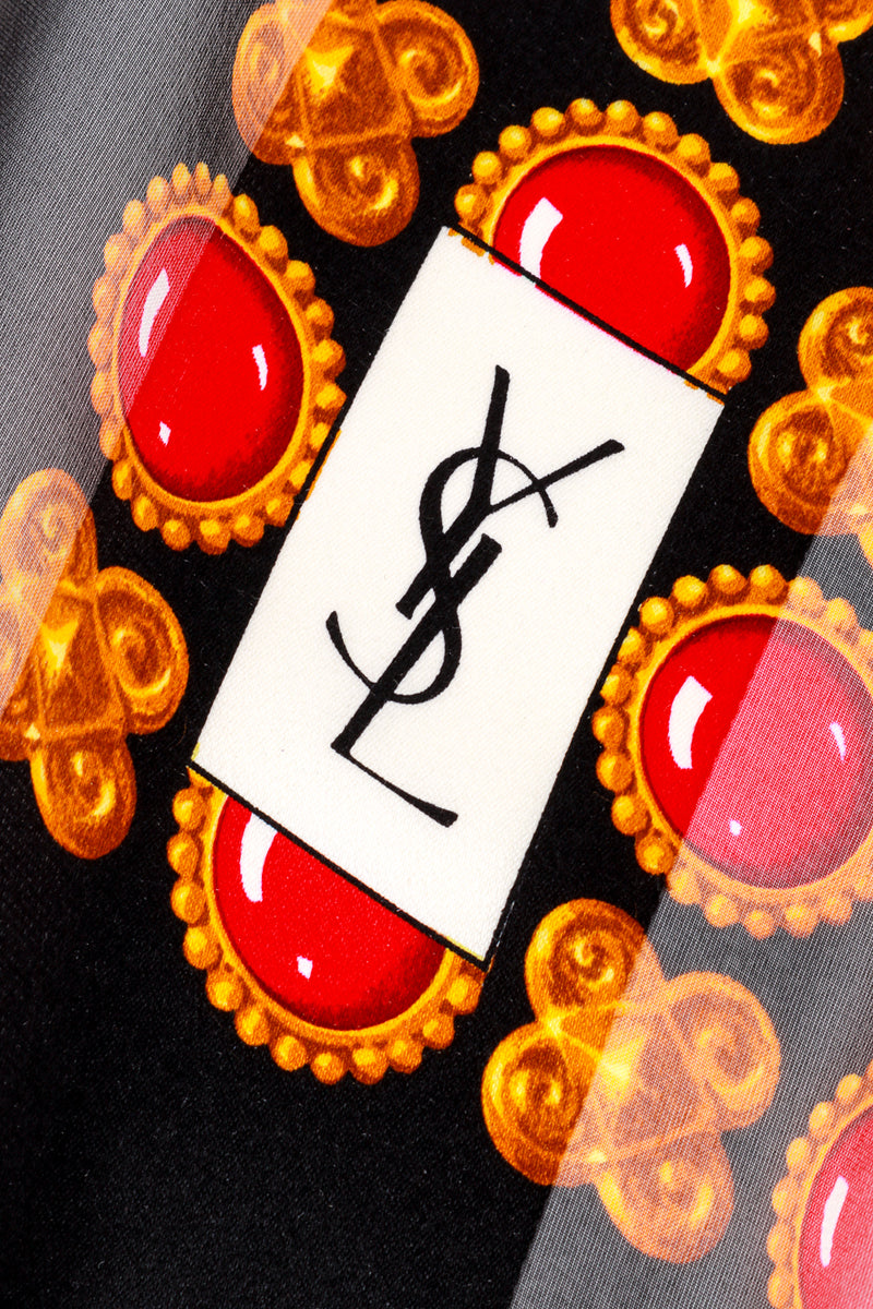 YSL Foulard & Gemstone Striped Silk Scarf logo @RECESS LA