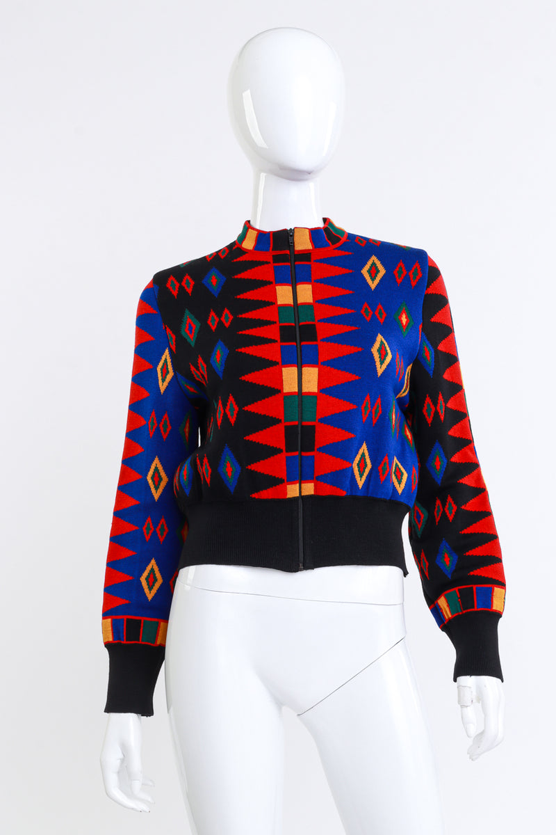 Vintage Yves Saint Laurent Encore Geo Knit Wool Sweater front on mannequin @recess la