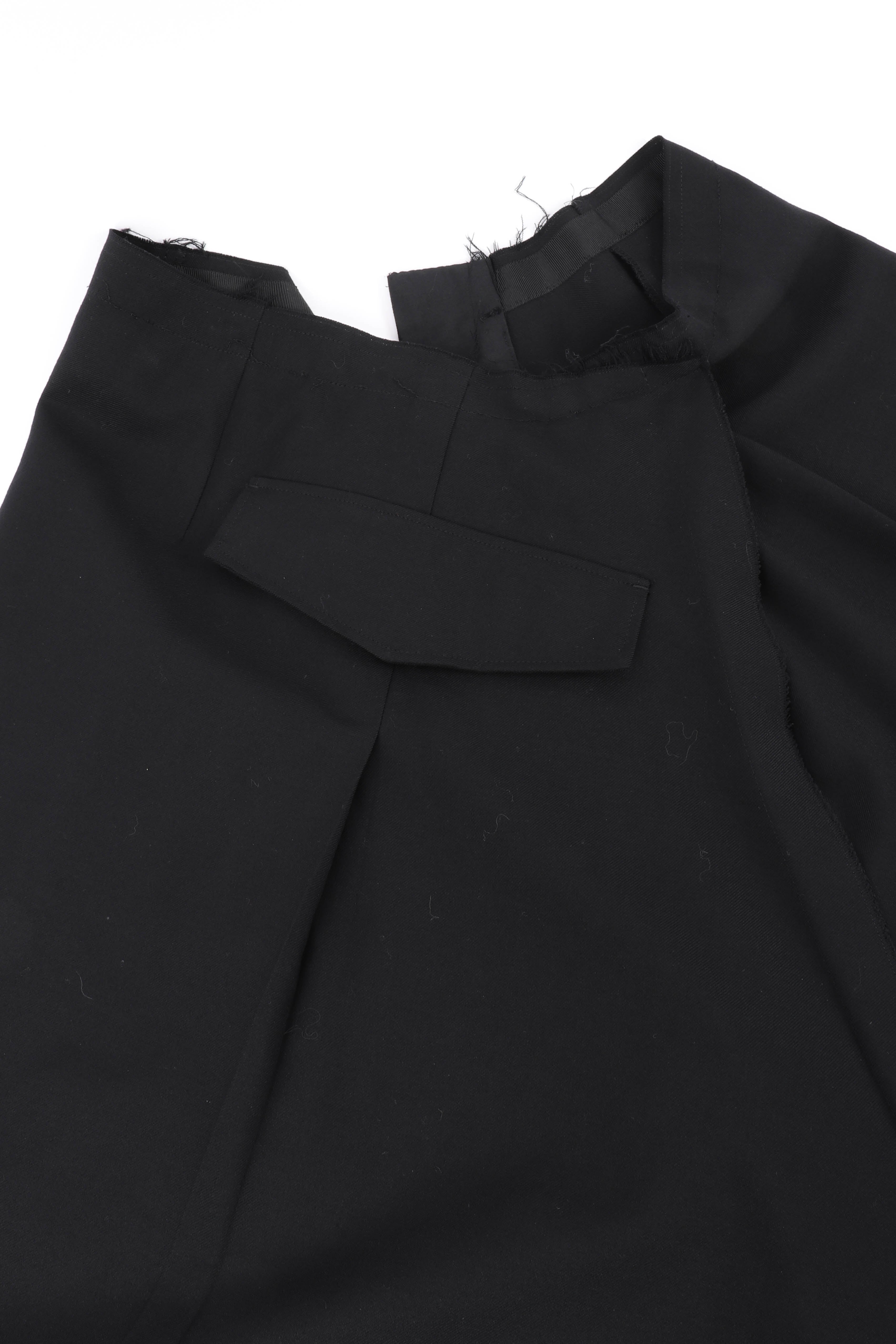Yohji Yamamoto Asymmetric Hem Skirt back pocket closeup @recessla