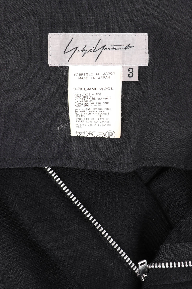 Yohji Yamamoto Asymmetric Hem Skirt signature label closeup @recessla