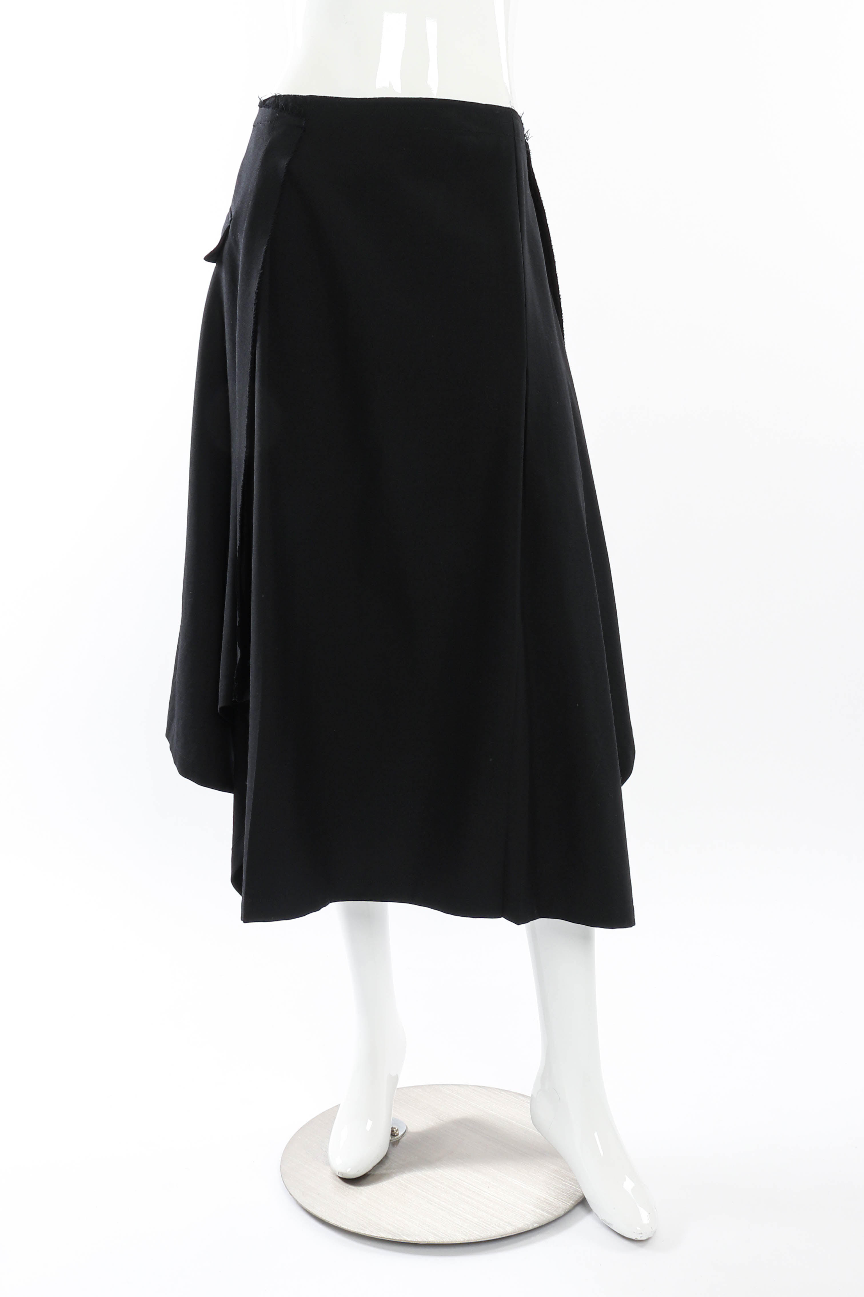 Yohji Yamamoto Asymmetric Hem Skirt front on mannequin @recessla