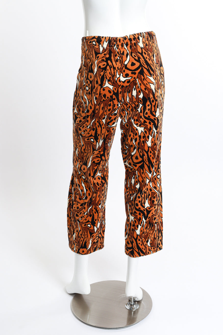 Vintage Young Edwardian Abstract Leopard Velvet Jacket & Pants suit rear view of pants as worn on mannequin @RECESS LA