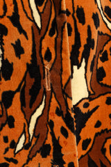 Vintage Young Edwardian Abstract Leopard Velvet Jacket & Pants suit close up flat lay detail of the fabric showing small stains on jacket front @RECESS LA