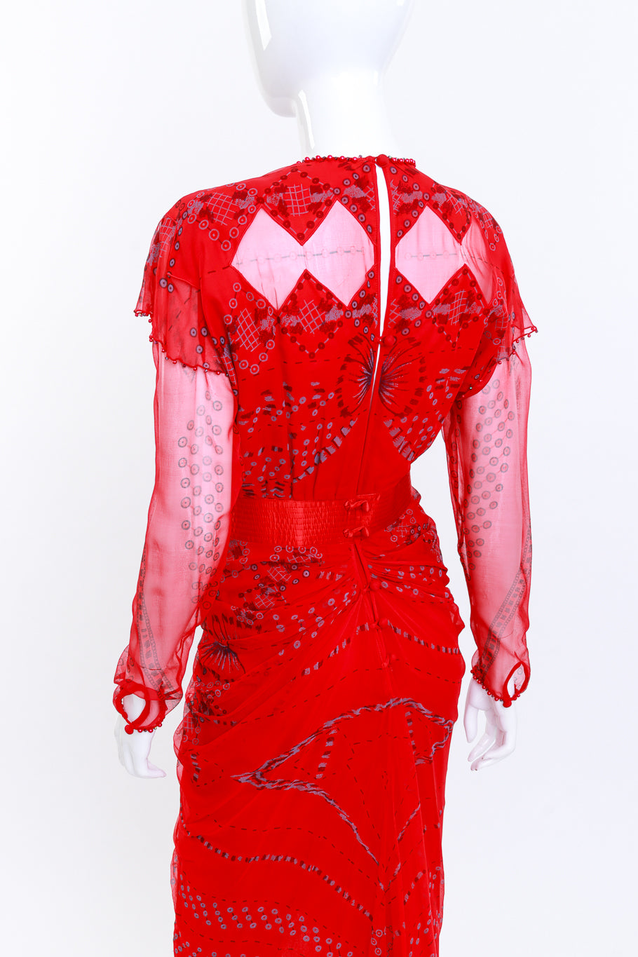 Zandra Rhodes Bead Sequin & Rhinestone Ruched Gown back mannequin @RECESS LA