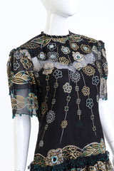 Zandra Rhodes Metallic Beaded Floral Silk Shift Dress on mannequin @RECESS LA