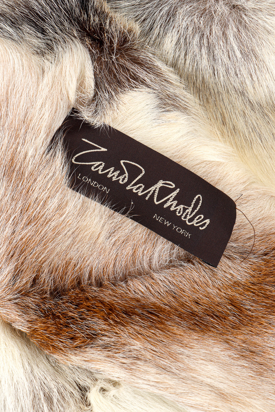Vintage Zandra Rhodes Suede Goat Fur Coat signature label @recessla