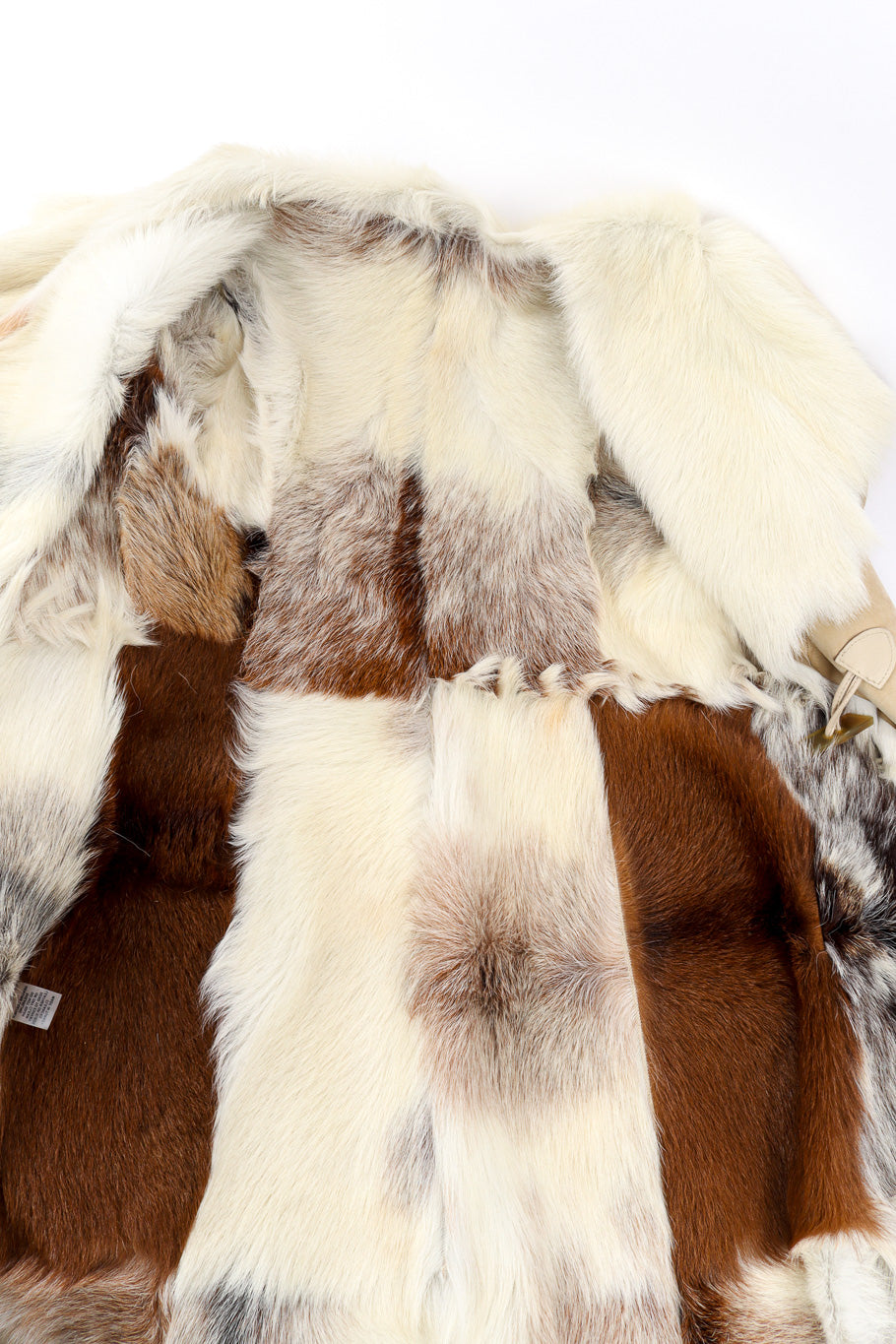 Vintage Zandra Rhodes Suede Goat Fur Coat view of lining @recessla