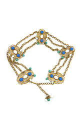 Vintage Napier Filigree Cabochon Chain Belt @recess la
