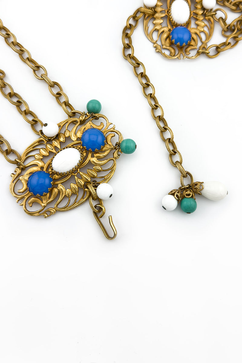 Vintage Napier Filigree Cabochon Chain Belt clasp @recess la