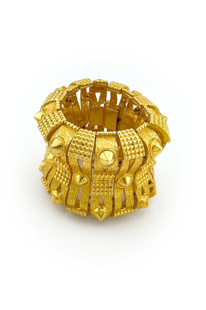 Vintage Articulated Spike Cuff Bracelet clasp view @recess la