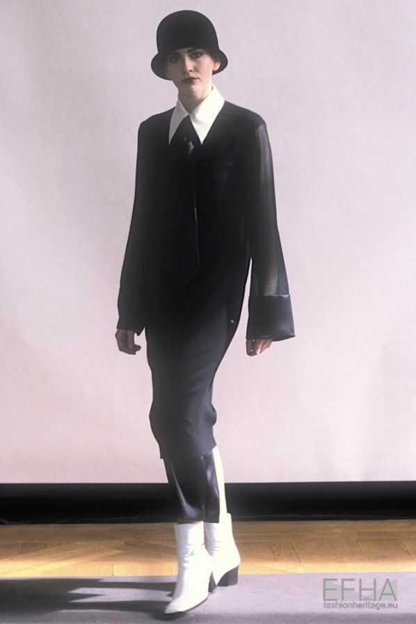 Vintage Chanel Collar Overlay & Slip Dress on mannequin on 1998 runway