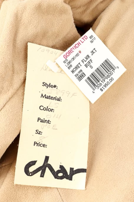 Vintage Char suede fringe jacket original tag closeup @Recessla