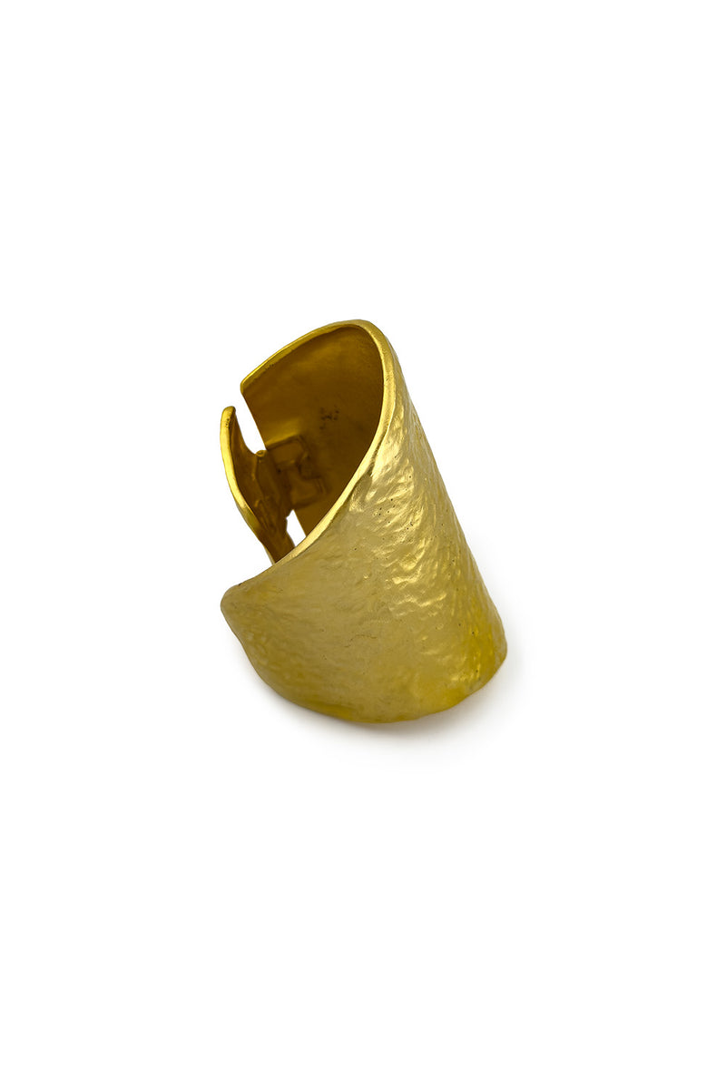 Vintage Kenneth Jay Lane Hammered Wide Cuff Bracelet side @recess la