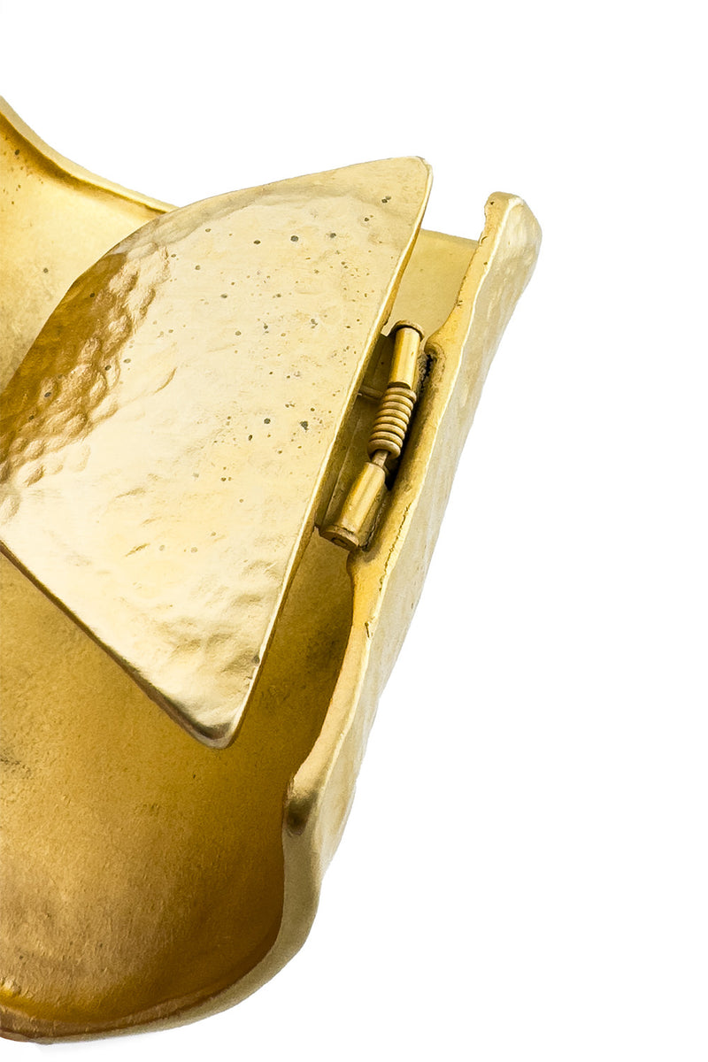 Vintage Kenneth Jay Lane Hammered Wide Cuff Bracelet hinge panel @recess la