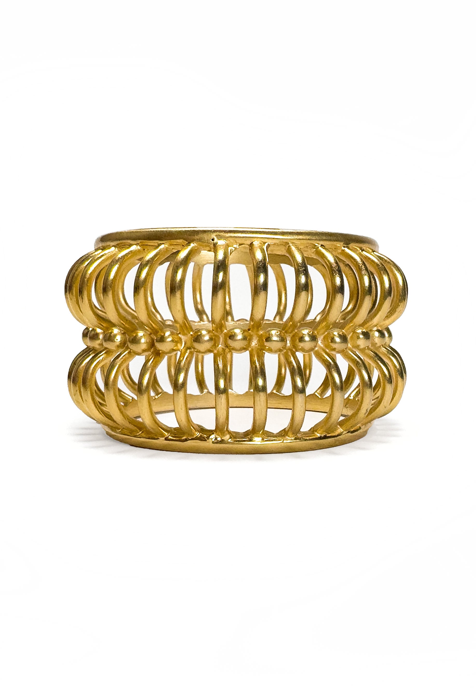Vintage Ribbed Double Cage Bangle front @recess la