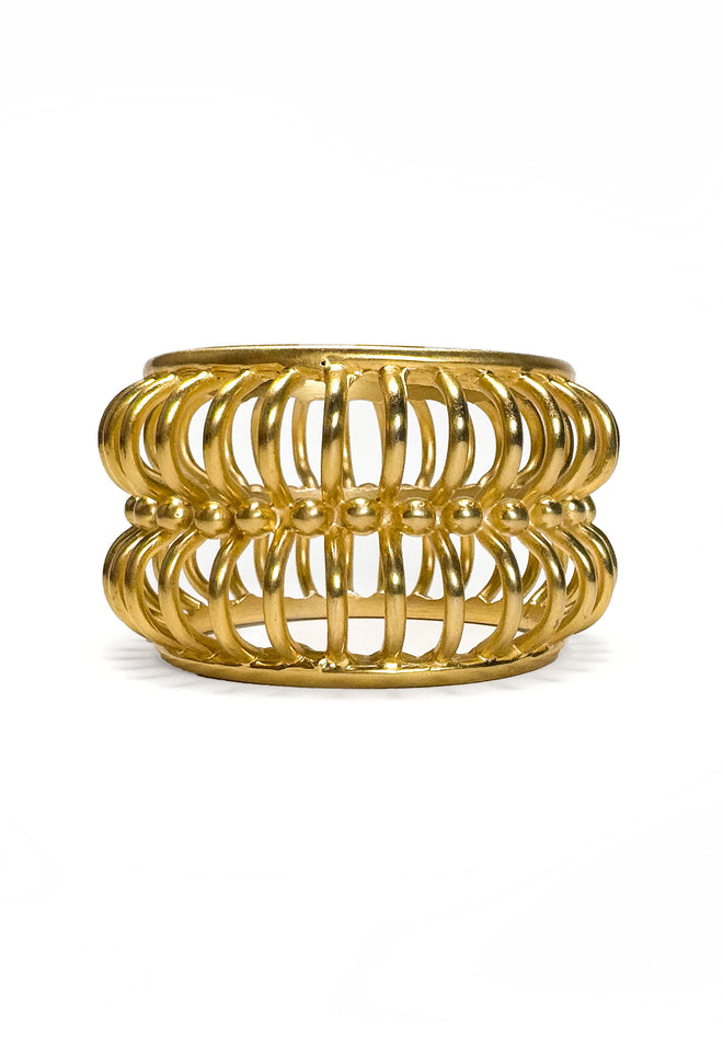 Vintage Ribbed Double Cage Bangle front @recess la