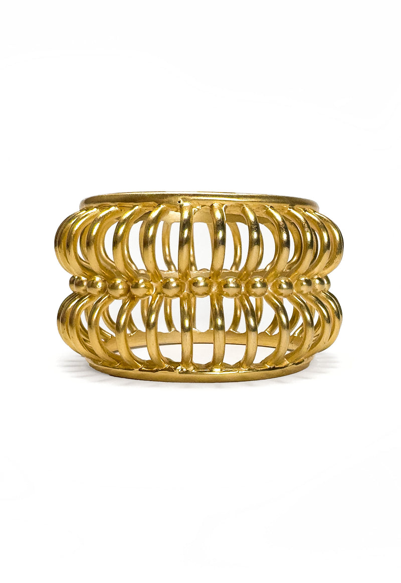Vintage Ribbed Double Cage Bangle front @recess la