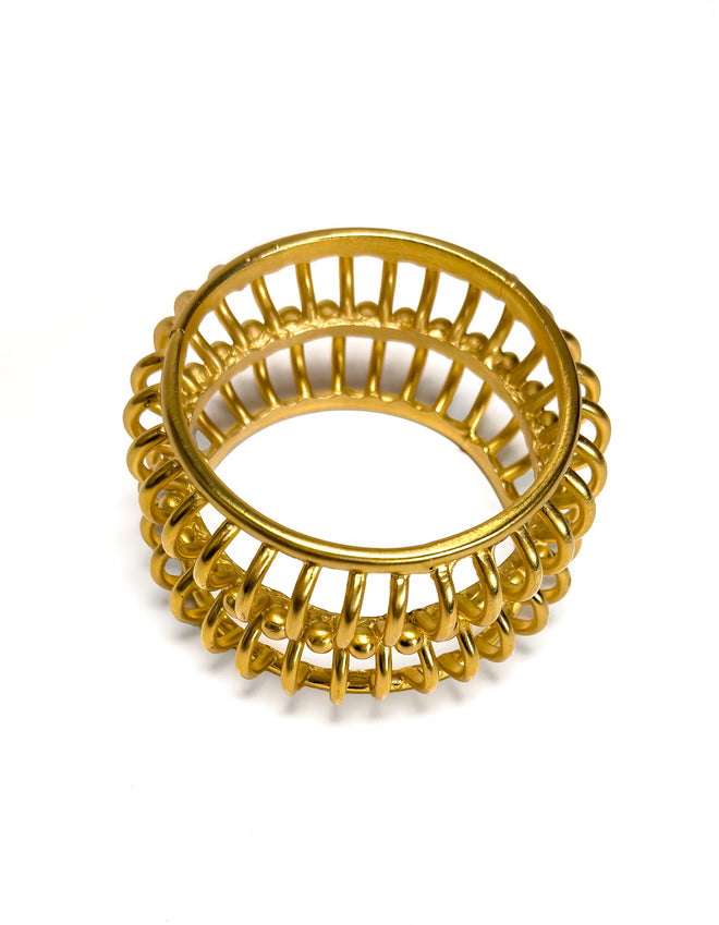Vintage Ribbed Double Cage Bangle top view @recess la