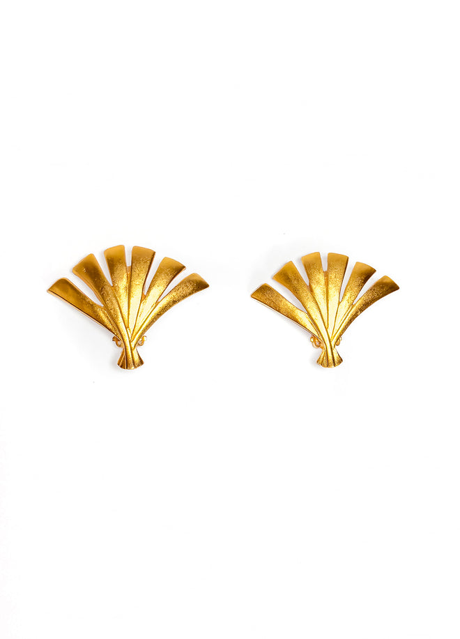 Vintage Karl Lagerfeld Fan Button Earrings  front @recess la