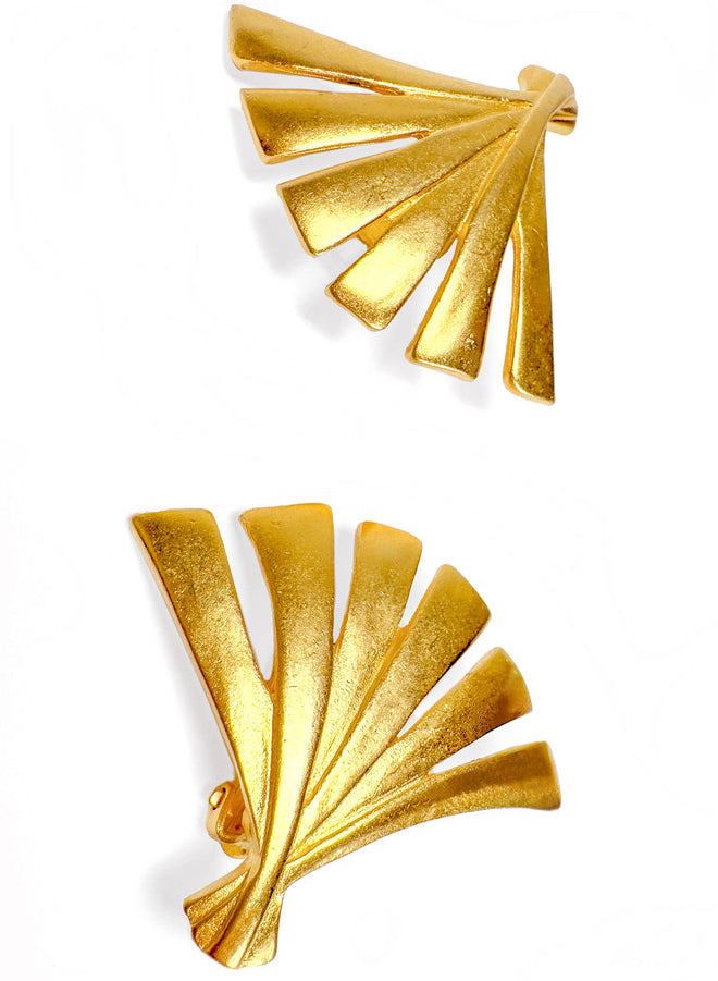 Vintage Karl Lagerfeld Fan Button Earrings detail @recess la