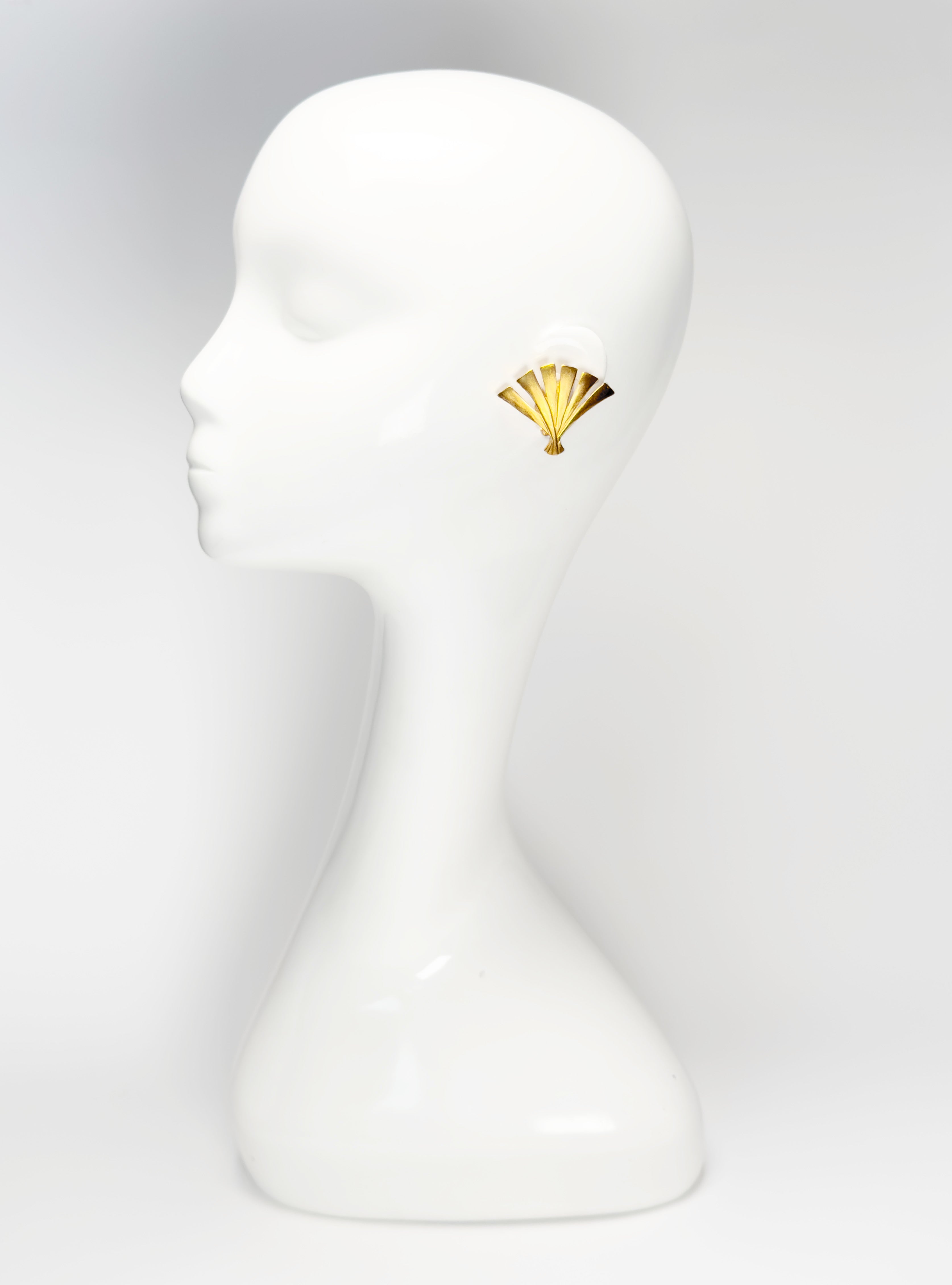 Vintage Karl Lagerfeld Fan Button Earrings on mannequin @recess la